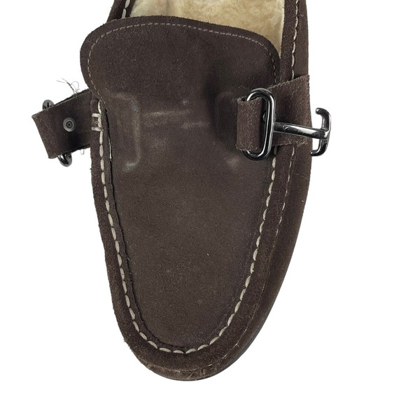 COLE HAAN D20693 BROWN SUEDE SHEEPSKIN LINED RUBBER WATERPROOF SOLE CLOG MULES - Picture 11 of 14